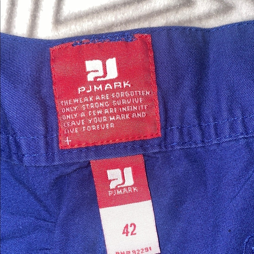 PJ MARK Royal Blue Cargo Shorts Men Size 42 Spell‎ Out Logo